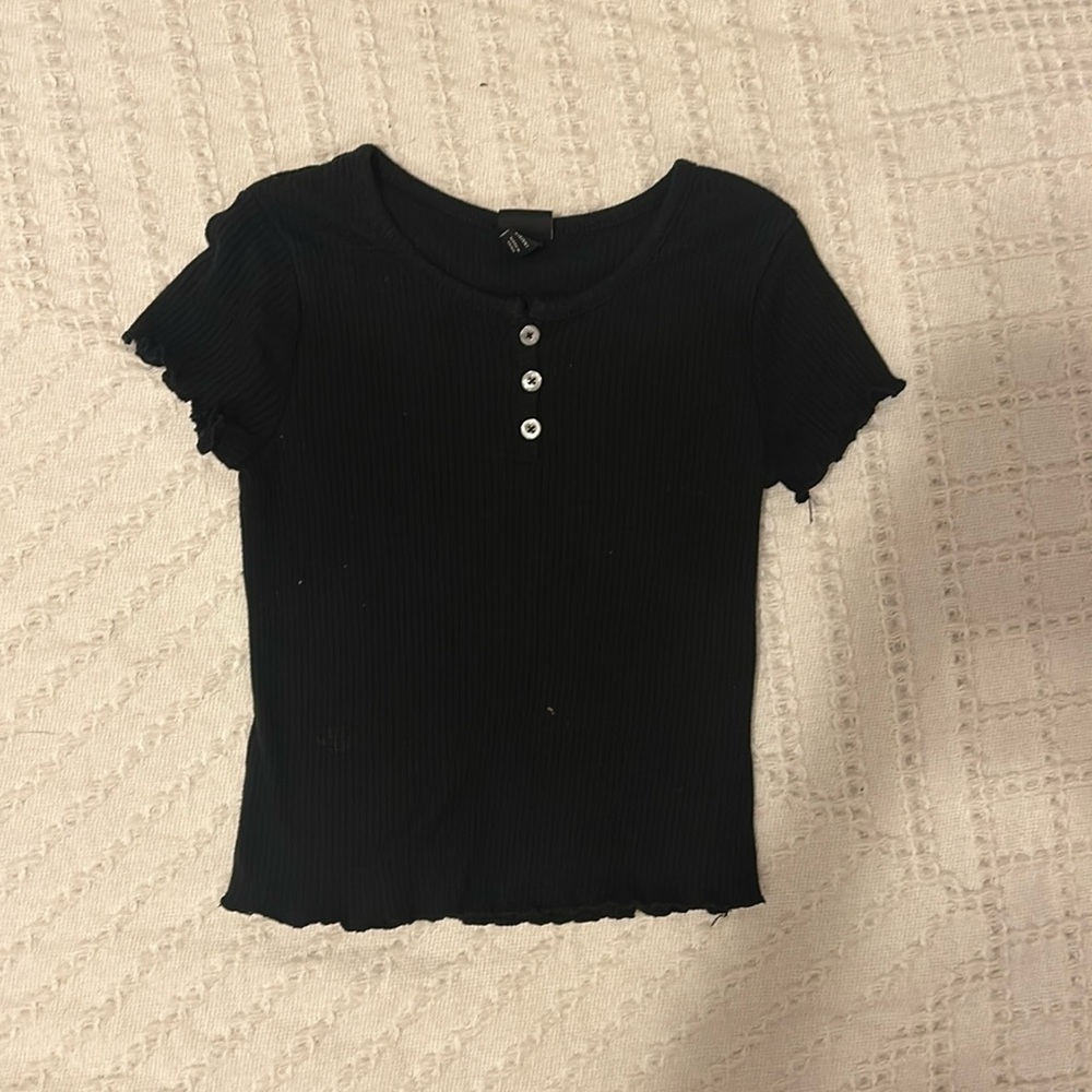 Black shirt with white buttons size: small